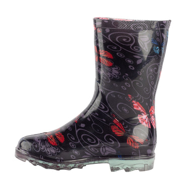 Botas para Lluvia de Plástico Fratello Color Negro para Niña MARIPOSAS