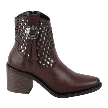 Botines Casuales de Tacón Cuadrado Alto Fratello Color Café para Mujer 0745