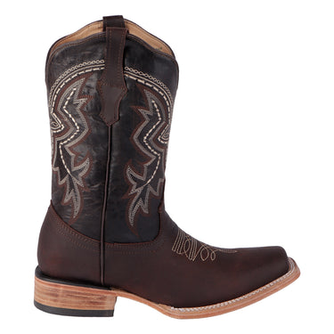Bota Vaquera De Piel Color Café Fratello Para Hombre 0965