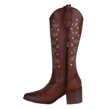 Botas Vaqueras Bordadas Fratello Color Tan Para Mujer 0291