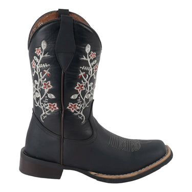 Botas Vaqueras con Bordado Floral Fratello color Negro para Mujer 2020