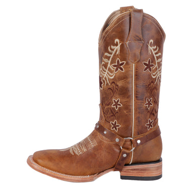 Botas Vaqueras De Piel Color Miel Fratello Para Mujer 1014