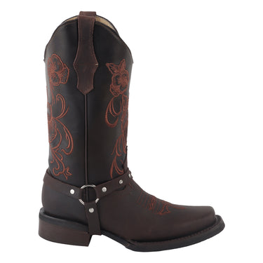 Bota Vaquera de Piel Fratello Color Chocolate Para Mujer 1116
