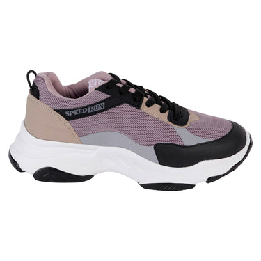 Tenis Deportivo Ligero Fratello Color Mauve Y Negro Suela Chunky Para Mujer 0306