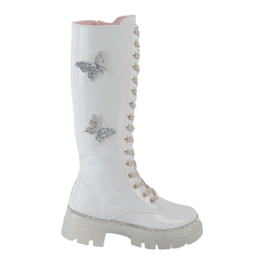 Botas Altas Con Pedrería Fratello Blanco Para Niña 0042