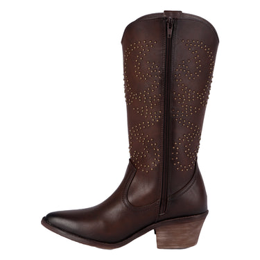 Bota Vaquera Con Flecos Maquech Color Moka Para Mujer 8025