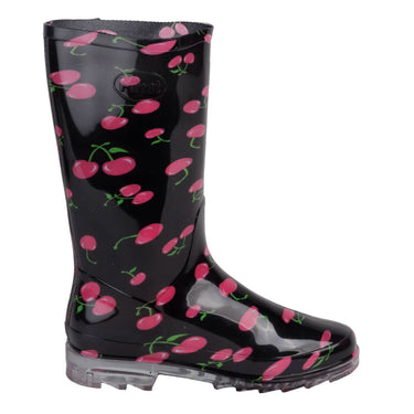 Bota Plástico Lluvia Fratello Color Negro Para Mujer Cereza