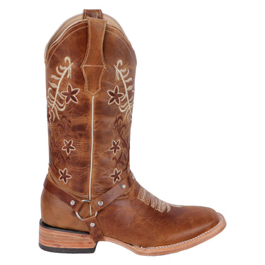 Botas Vaqueras De Piel Color Miel Fratello Para Mujer 1014
