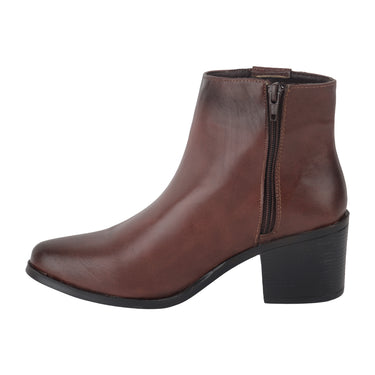Botines Casuales Color Café Para Mujer Tacón Medio 6234