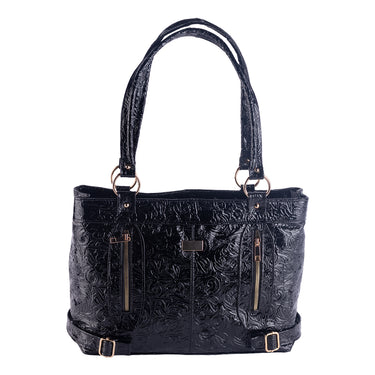 Bolsas Casuales en Piel Charol Texturizado Fratello Color Negro para Mujer BCHA59-3474