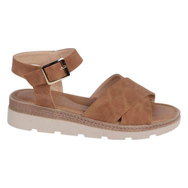 Sandalias Suela Alta Fratello Color Tan Para Mujer 3202