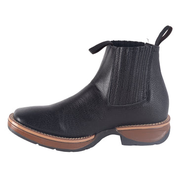 Botines Vaqueros en Piel Autentica Fratello Color Negro para Hombre 1105