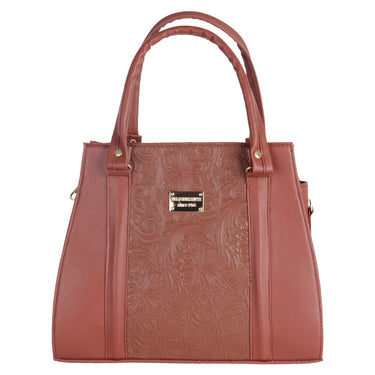 Bolso Tote Fratello Color Coñac Para Mujer Bn103 Grab Marrón Floreado Oro