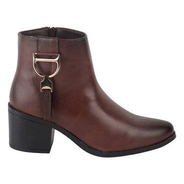 Botines Casuales Color Café Para Mujer Tacón Medio 6234