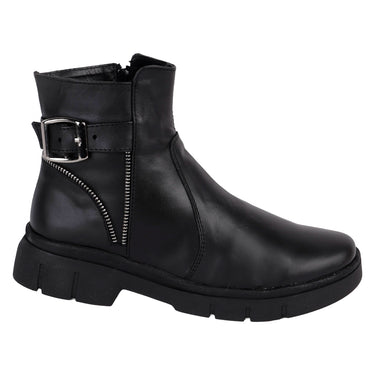 Botín Casual De Piel Color Negro Fratello Para Mujer 1019