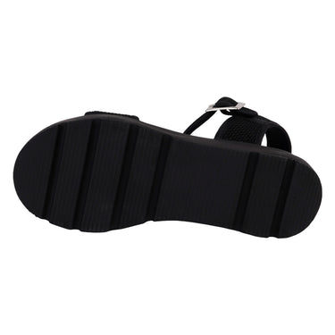 Sandalias De Cuña Fratello Color Negro Para Mujer 2457
