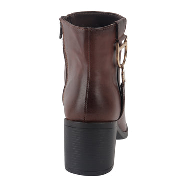 Botines Casuales Color Café Para Mujer Tacón Medio 6234