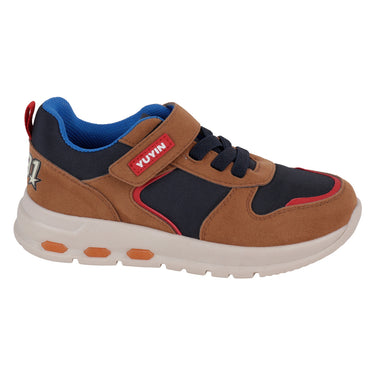 Tenis Urbano Con Gancho y Bucle Yuyin Color Cajeta para Niño 26120