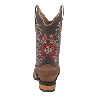 Bota Vaquera de Piel Fratello Color Tabaco Para Mujer 1115