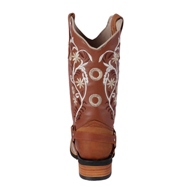 Bota Vaquera Fratello De Piel Color Miel Para Mujer 1011