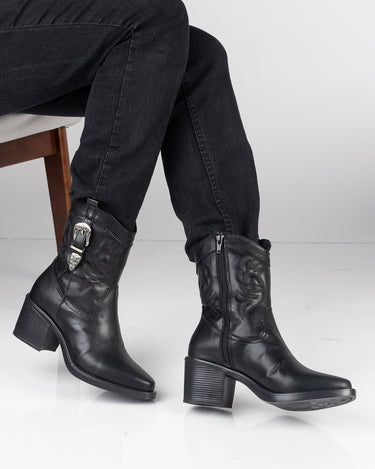 Botas Vaqueras con Tacón Alto Fratello Color Negro para Mujer 0124