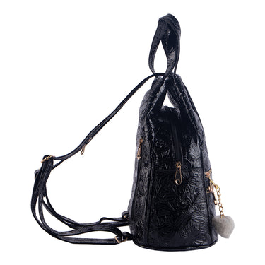 Mochilas Casuales en Piel Charol Texturizado Fratello Color Negro para Mujer MCH57-3465
