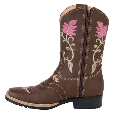 Botas Vaqueras Bordadas Color Café Fratello Para Niña 0590
