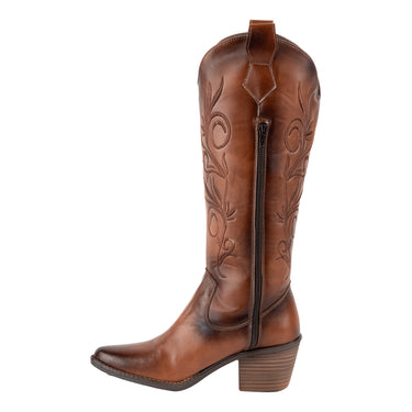 Botas Vaqueras Bordadas Fratello Color Café para Mujer 0095