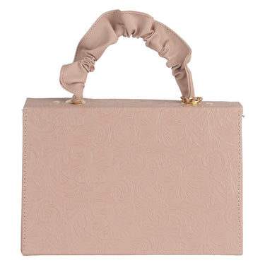 Bolso Crossbody Fratello Color Nude Para Mujer Bela Grab Nude Floreado Oro