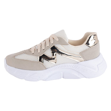 Tenis Deportivos de Malla Fratello Color Beige para Mujer 0906