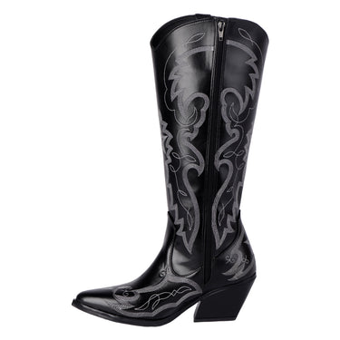 Bota Alta Bordada Maquech Color Negro Para Mujer 2080