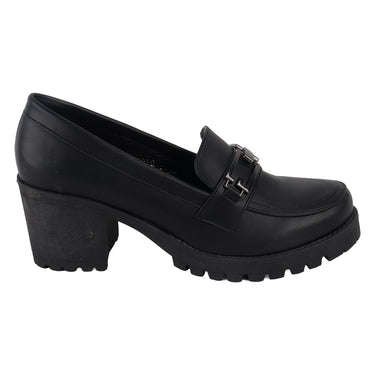 Mocasines Casuales de Tacón Cuadrado Fratello Color Negro para Mujer 1010