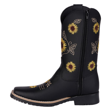 Botas Vaqueras Color Negro Girasol Fratello Para Mujer 0595