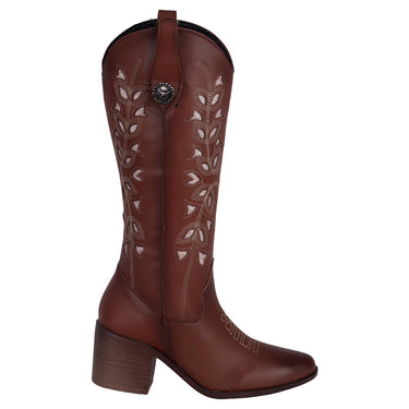 Botas Vaqueras Bordadas Fratello Color Tan Para Mujer 0291