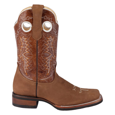 Botas Vaqueras Nobuck Color Café Fratello Para Hombre 0360