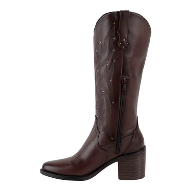 Botas Vaqueras con Estoperoles Fratello Color Café para Mujer 5006
