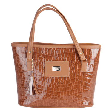 Bolso Tote Fratello Color Camel Para Mujer Bn072 Camel Craquelado Oro