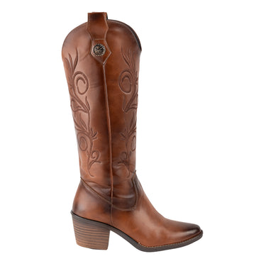 Botas Vaqueras Bordadas Fratello Color Café para Mujer 0095