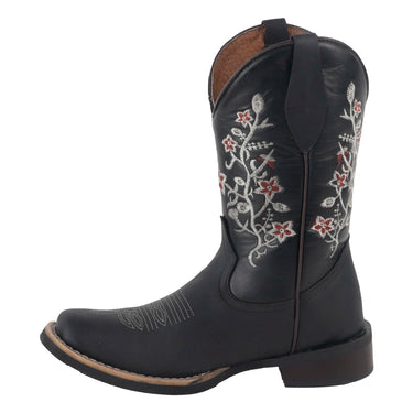 Botas Vaqueras con Bordado Floral Fratello color Negro para Mujer 2020