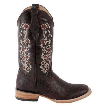 Bota Vaquera de Piel Fratello Color Chocolate Para Mujer 1111