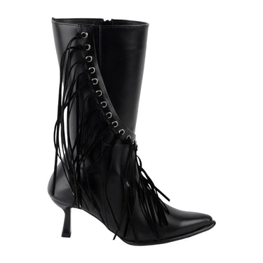 Botas Vaqueras Con Flecos Maquech Negro Para Mujer 6021