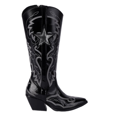 Bota Alta Bordada Maquech Color Negro Para Mujer 2080