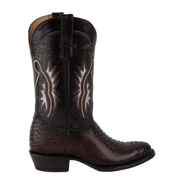Botas Vaqueras en Piel de Pitón con Tubo Bordado Fratello Color Café para Hombre 0055