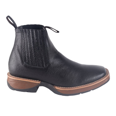Botines Vaqueros en Piel Autentica Fratello Color Negro para Hombre 1105