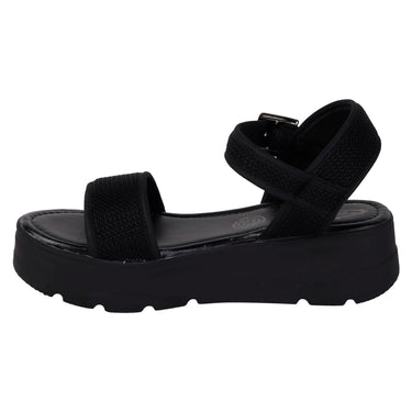 Sandalias De Cuña Fratello Color Negro Para Mujer 2457