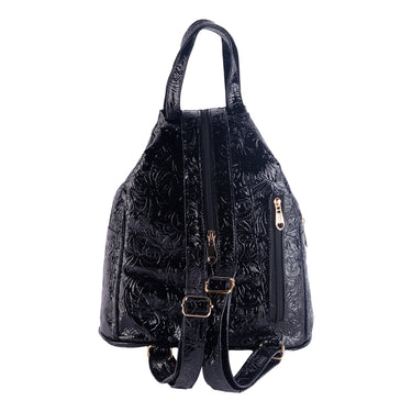 Mochilas Casuales en Piel Charol Texturizado Fratello Color Negro para Mujer MCH57-3465