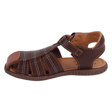 Sandalia de Piel con Ajuste de Hebilla Fratello Color Café para Niño 243024