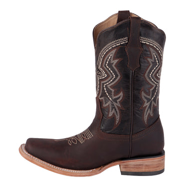 Bota Vaquera  De Piel Color Café Fratello Para Hombre 0965