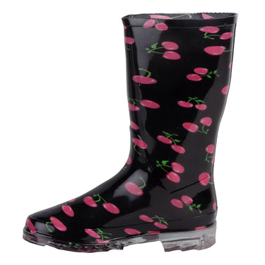 Bota Plástico Lluvia Fratello Color Negro Para Mujer Cereza