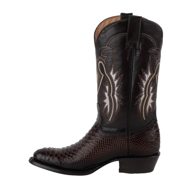 Botas Vaqueras en Piel de Pitón con Tubo Bordado Fratello Color Café para Hombre 0055